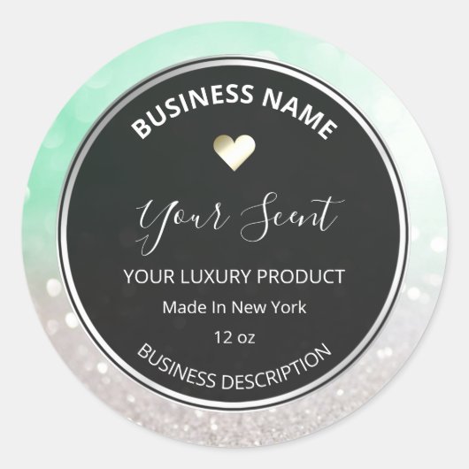 Silver Glitter en Pastel Mint Soy Candle Labels (Voorkant)