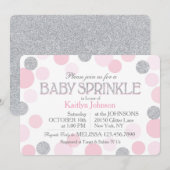 Silver Glitter en Pink Scattered Stippen Baby show Kaart (Voorkant / Achterkant)