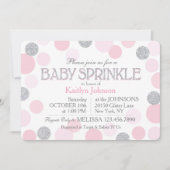 Silver Glitter en Pink Scattered Stippen Baby show Kaart (Voorkant)