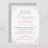 Silver Glitter en Pink Sprinkle Baby shower Kaart (Voorkant / Achterkant)