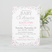 Silver Glitter en Pink Sprinkle Baby shower Kaart (Staand voorkant)
