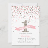 Silver Glitter en Pink Sprinkles Modern Birthday Kaart (Voorkant)