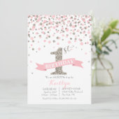 Silver Glitter en Pink Sprinkles Modern Birthday Kaart (Staand voorkant)