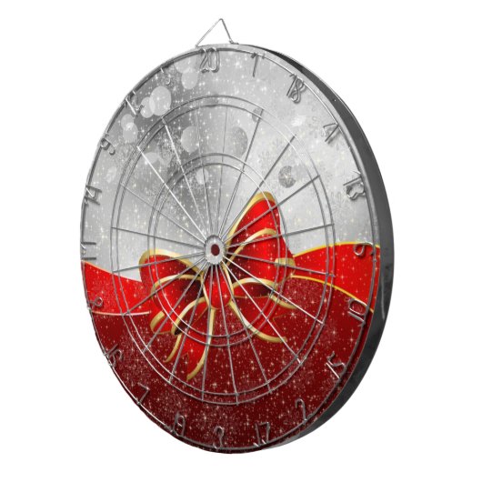 Silver Glitter en Red Kerstmis Sparkles Bow Dartbord (Voorkant Rechts)
