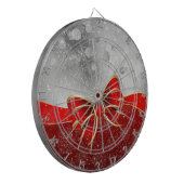 Silver Glitter en Red Kerstmis Sparkles Bow Dartbord (Voorkant Links)