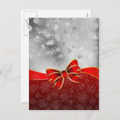 Silver Glitter en Red Kerstmis Sparkles Bow Feestdagenkaart (Voorkant / Achterkant)