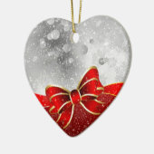 Silver Glitter en Red Kerstmis Sparkles Bow Keramisch Ornament (Links)