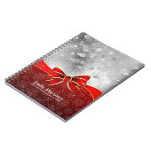 Silver Glitter en Red Kerstmis Sparkles Bow Notitieboek (Linkerzijde)