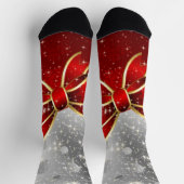 Silver Glitter en Red Kerstmis Sparkles Bow Sokken (Top)