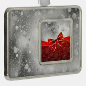 Silver Glitter en Red Kerstmis Sparkles Bow Verzilverd Omlijst Ornament (Rechts)