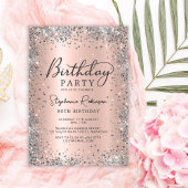 Silver Glitter en Roos Gold Metal 80e verjaardag Kaart