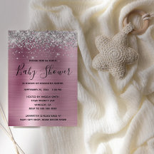 Silver Glitter en Roze Folie Baby shower
