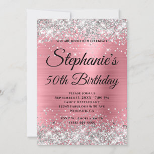 Silver Glitter en Roze Folie Fancy Monogram Kaart