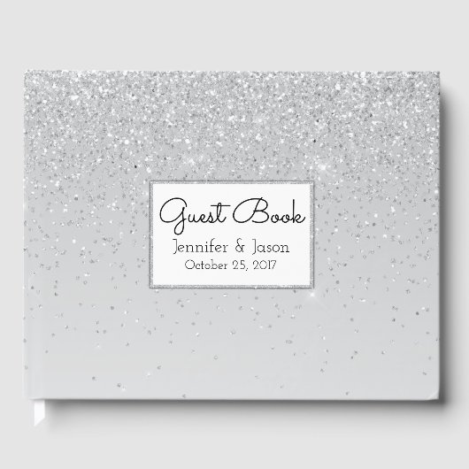 Silver Glitter en Shine Wedding Gastenboek (Voorkant)