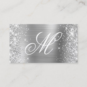 Silver Glitter en Shiny Folie Fancy Monogrammen Visitekaartje