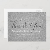 Silver Glitter en Sparkle Bedankt Briefkaart (Voorkant / Achterkant)