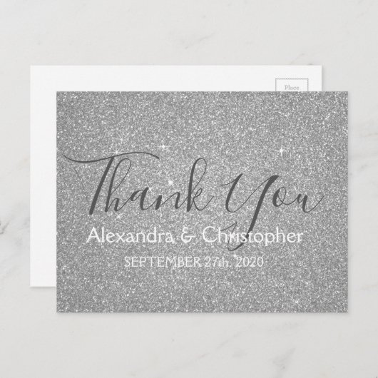 Silver Glitter en Sparkle Bedankt Briefkaart (Voorkant / Achterkant)