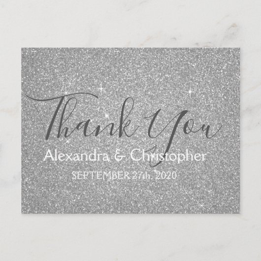 Silver Glitter en Sparkle Bedankt Briefkaart (Voorkant)