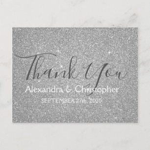 Silver Glitter en Sparkle Dank u Briefkaart