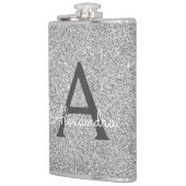Silver Glitter en Sparkle Monogram Initiaal Heupfles (Links)