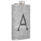 Silver Glitter en Sparkle Monogram Initiaal Heupfles (Rechts)