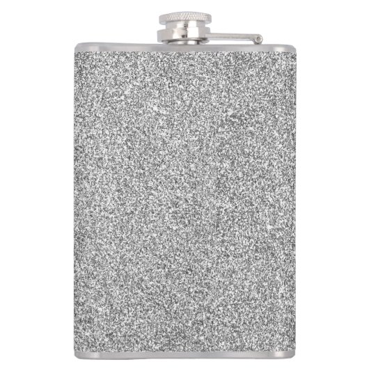 Silver Glitter en Sparkle Monogram Initiaal Heupfles (Achterkant)