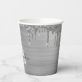 Silver Glitter en Sparkle Monogram Papierbekertjes Papieren Bekers (Links)