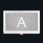 Silver Glitter en Sparkle Monogram Visitekaarthouder<br><div class="desc">Silver Faux Glitter en Sparkle Elegant Monogram Business Card houder. Deze visitekaarthouder kan worden aangepast om uw initiaal en voornaam op te nemen.</div>