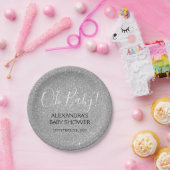 Silver Glitter en Sparkle Oh Baby! douchen Papieren Bordje (Feest)