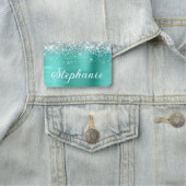 Silver Glitter en Turquoise Folie First Naamplaatje (In situ)