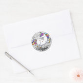 Silver Glitter en Unicorn Ronde Sticker (Envelop)