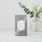 Silver Glitter en White Leaves Laurel Elegant Visitekaartje (Staand voorkant)