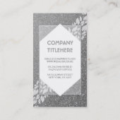 Silver Glitter en White Leaves Laurel Elegant Visitekaartje (Achterkant)