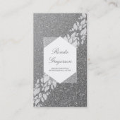 Silver Glitter en White Leaves Laurel Elegant Visitekaartje (Voorkant)