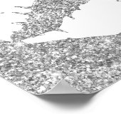 Silver Glitter en White Lipstick Lips Poster (Hoek)