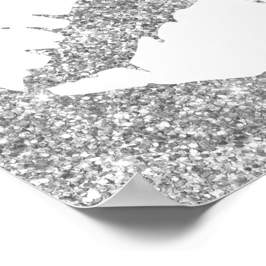 Silver Glitter en White Lipstick Lips Poster (Hoek)