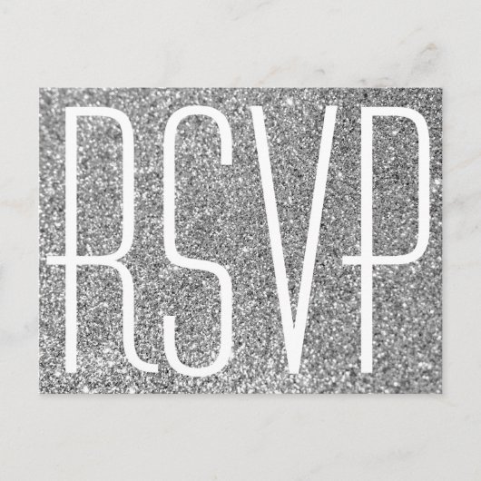 Silver Glitter en White RSVP Uitnodiging Briefkaart (Voorkant)