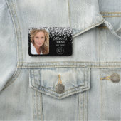 Silver Glitter en zwarte Logo en foto Naamplaatje (In situ)