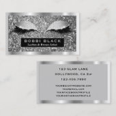 Silver Glitter Eyelash Extensions Makeup Artist Visitekaartje (Voorkant / Achterkant)