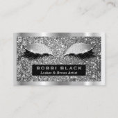 Silver Glitter Eyelash Extensions Makeup Artist Visitekaartje (Voorkant)