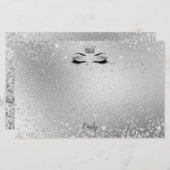 Silver Glitter Eyes Matching Stationery Briefpapier (Voorkant / Achterkant)