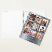 Silver glitter familie foto collage monogram 2023 planner (Display)