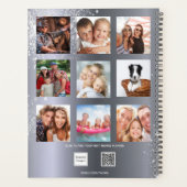 Silver glitter familie foto collage monogram 2023 planner (Achterkant)