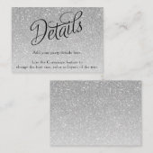 Silver Glitter Fancy Script Detail Informatiekaartje (Voorkant / Achterkant)