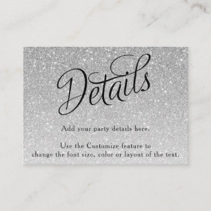 Silver Glitter Fancy Script Detail Informatiekaartje