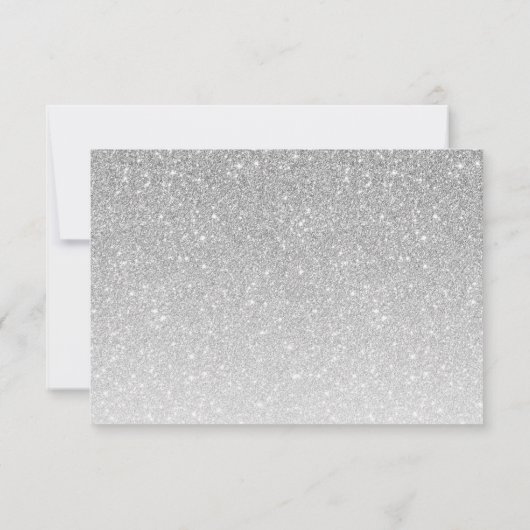 Silver Glitter Fancy Script Reply Kaart (Achterkant)