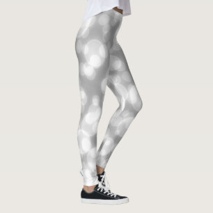 Silver Glitter Faux Folie Bokeh Leggings