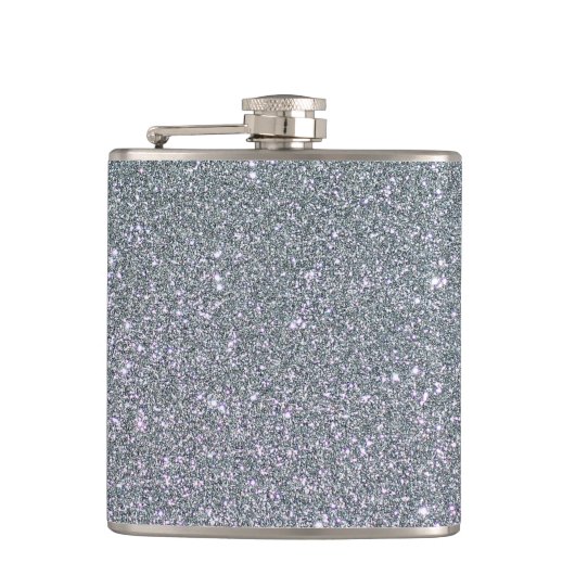 Silver Glitter Faux-folie Heupfles (Voorkant)