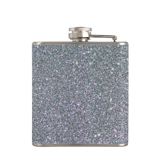 Silver Glitter Faux-folie Heupfles (Achterkant)