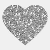 Silver Glitter (Faux) hart Sticker (Voorkant)